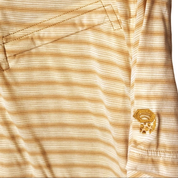 Mountain Hardwear 1/2 Zip Polo Pullover Yellow Stripes Performance Shirt Mens XL - Picture 6 of 13
